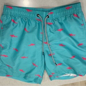 Men’s size medium Maamgic shark swim trunks Teal
